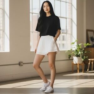 Lulus White Skort Shorts‎ Layered Flared Mini Pleated Casual Cute XS